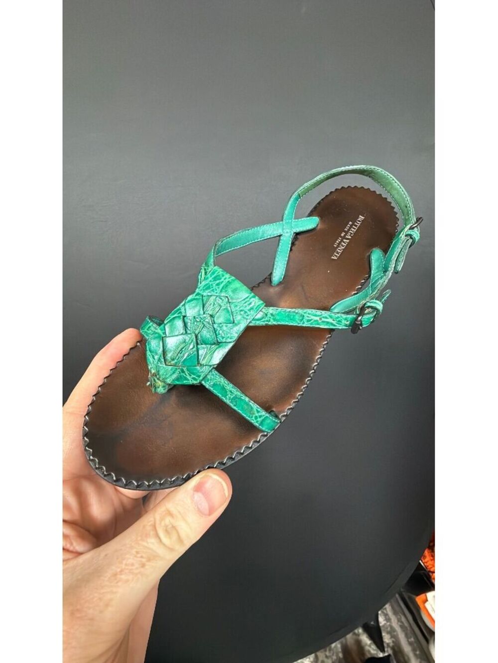 Bottega Veneta Green Strap Sandals Size 37
